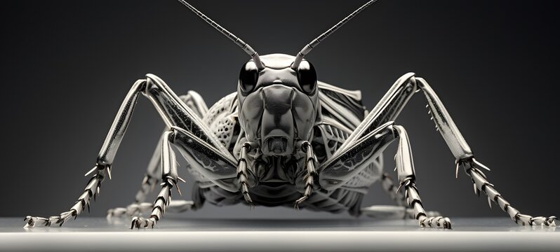 art of GrassHopper a black and white high contrast full body,generative AI