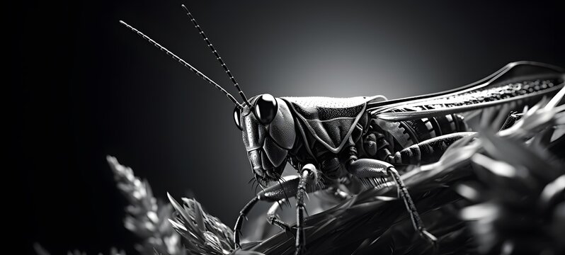 art of GrassHopper a black and white high contrast full body,generative AI