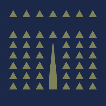 Diriyah Inspired Series &ndash; Geometric Triangle Facade with Central Spire in Palm Frond on Indigo Midnight