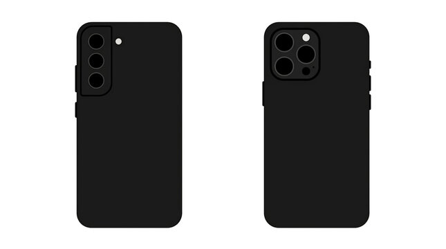Smartphone back view vector bundle isolated on transparent background, camera design comparison