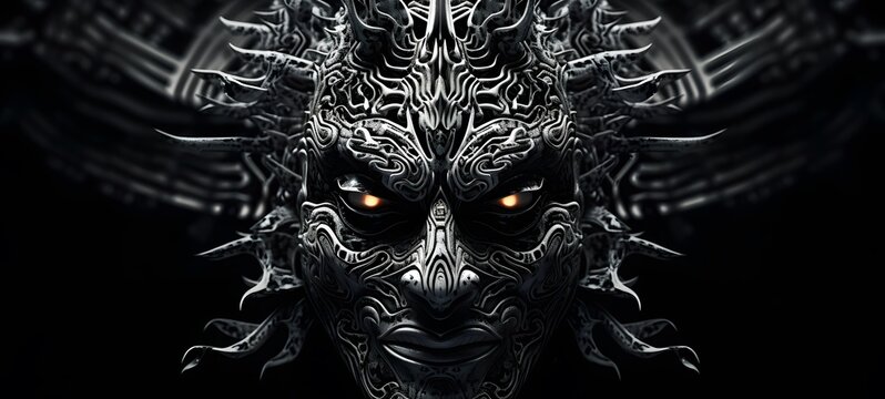 art of oni devil a black and white high contrast full body,generative AI