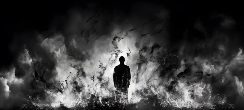 art of storm fire a black and white high contrast full body,generative AI