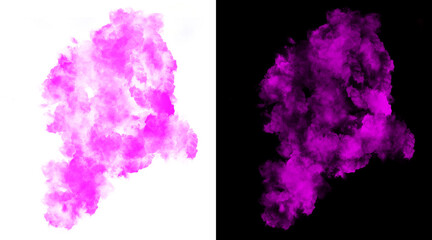 Fototapeta premium Vibrant pink smoke explosion on black and white backgrounds, colorful ink in water splash, abstract magenta fog cloud for creative design