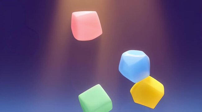 Colorful low poly geometric shapes floating in abstract 3d space digital art background