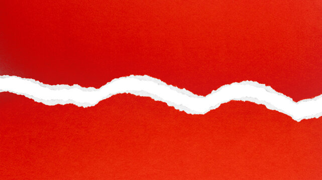 Wavy torn red paper slit on transparent background
