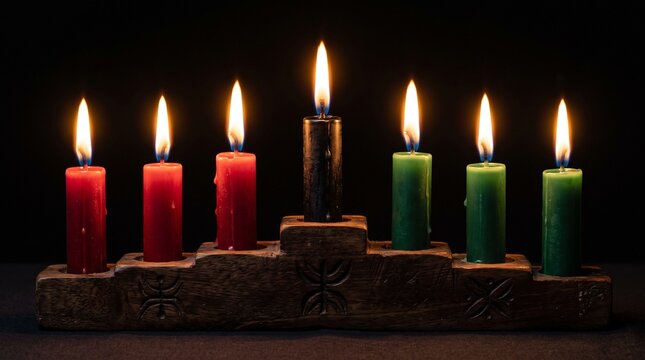 Kinara Seven Candles Kwanzaa Abstract Background Pan-African Festival Holiday Red Black Green