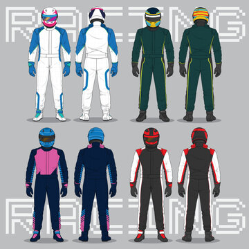 Racing Suit Color Variants Illustration Set