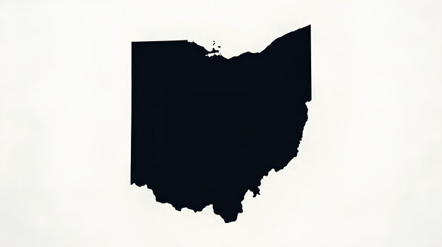 Black silhouette map of the state of Ohio.