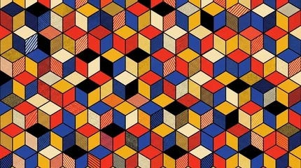 Fototapete 3D Dense isometric cube mosaic forms intricate geometric pattern background symbolizing complex organization creative synergy and modern design  © Abuumar