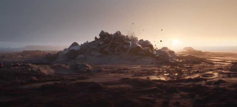 pile of mud at morning,generative AI