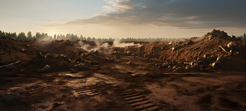 pile of mud at morning,generative AI