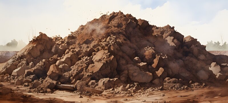 pile of mud at morning,generative AI