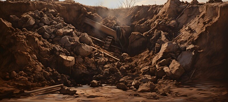 pile of mud at morning,generative AI