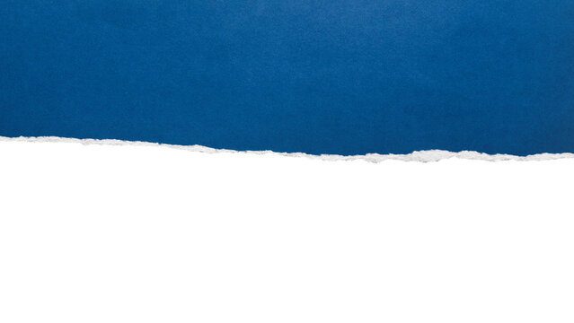Gently sloping torn blue paper edge on transparent background