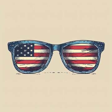 American flag sunglasses with vintage texture