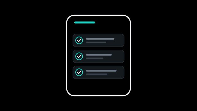 Minimalist checklist animation: digital task management and progress tracking interface
