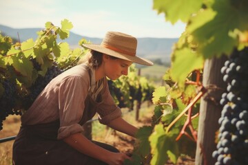 Naklejka premium Australian farmer vineyard outdoors nature.