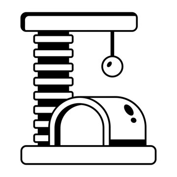 Small cat condo with a cubby, post and hanging ball