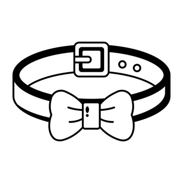 A blue pet collar decorated with a centered pink bow.