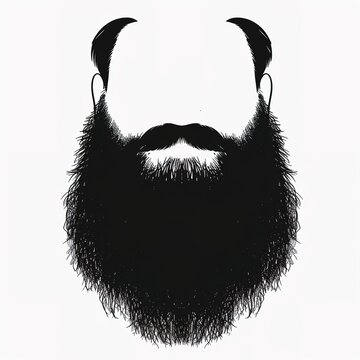 Black Beard Silhouette Isolated On White