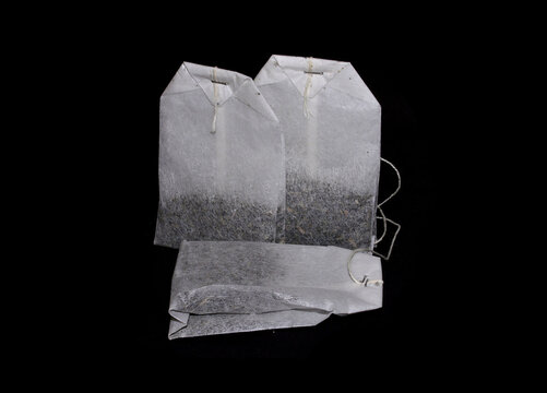 tea bag isolated on black background