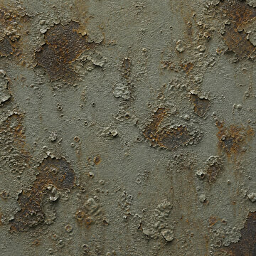 Deteriorated powder-coated metal with chipped matte finish