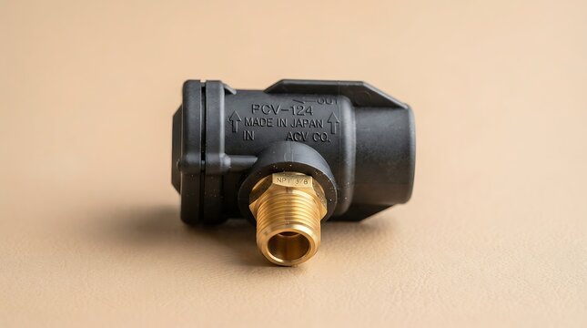 Automotive PCV Valve Engine Component Isolated in Studio Shot