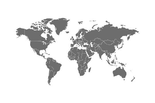 world map with country borders global geography travel and international vector illustration