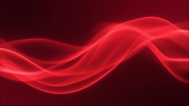 Smooth glowing red wave lines flowing across a dark background. Seamless abstract motion loop for modern tech, music, and elegant video projects.