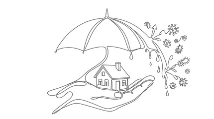 Home protection from germs under umbrella and hands