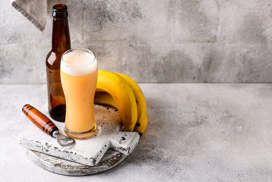 Craft banana beer or cider trendy viral drink