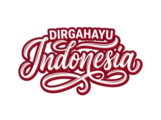 Obraz premium Dirgahayu Indonesia Typography Text Effect with Indonesian Flag Colors for Independence Day Banner
