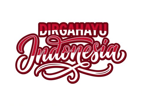 Dirgahayu Indonesia Typography Text Effect with Indonesian Flag Colors for Independence Day Banner