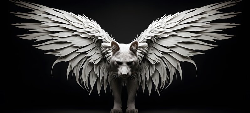 art of liger wings a black and white high contrast full body ,generative AI