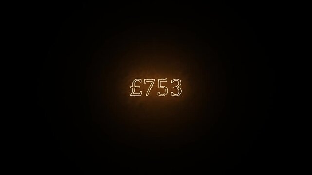 Orange glowing fire effect British pound counter video overlay