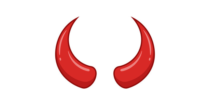 Red devil horns pair for festive costume graphics and halloween character design.