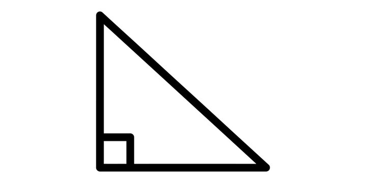 Black outline of a right angle triangle icon showing a 90-degree corner, ideal for geometry and mathematics education.