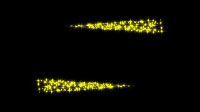 Seamless looping parallel yellow star trail border 4K animation with glowing particle frame on black background