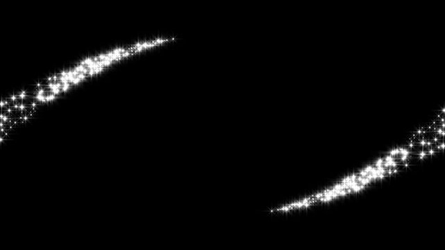 Seamless looping dual white particle arcs 4K animation forming a sparkling magic circle on black background