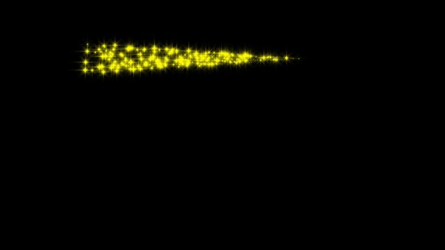 Seamless looping magical star trail border 4K animation with glowing yellow particle frame on black background