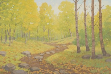 Obraz premium Honeycomb painting forest landscape.