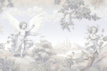 Fototapeta premium Little angel representation spirituality architecture.