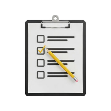 Checklist form with checked and unchecked boxes on clipboard