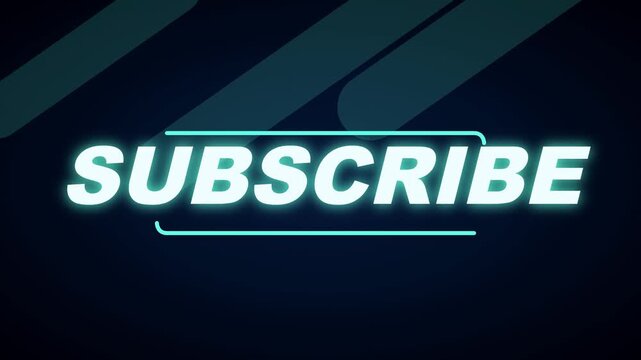 Glowing neon subscribe button with modern tech design for video channel and social media engagement