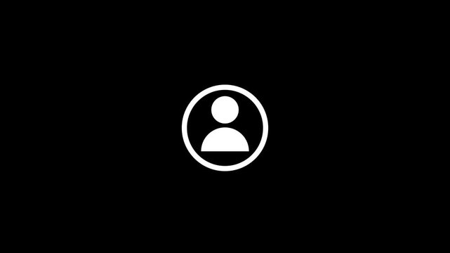 profile icon on black background. Communication man profile 4k video icon.