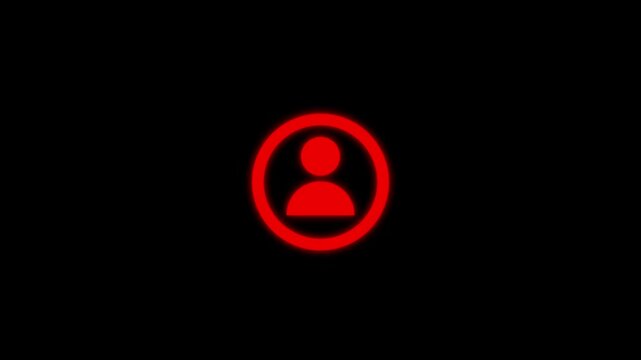 profile icon on black background. Communication man profile 4k video icon.