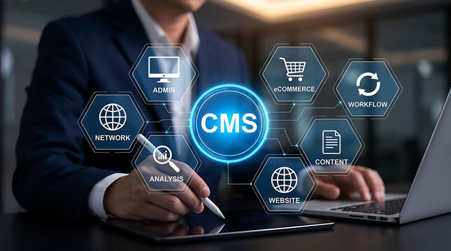 CMS content management system dashboard for business website admin and workflow