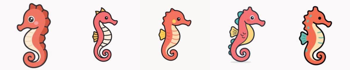Set of cute and adorable seahorse vectors © Jefri Syahputra BKL