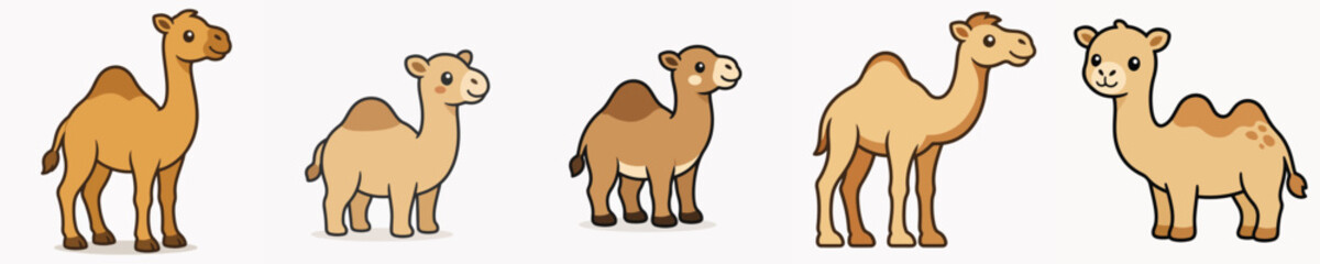 Set of cute and adorable camel vectors