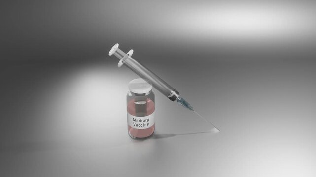 Marburg Vaccine Glass Vial with Medical Injection 4K Horizontal